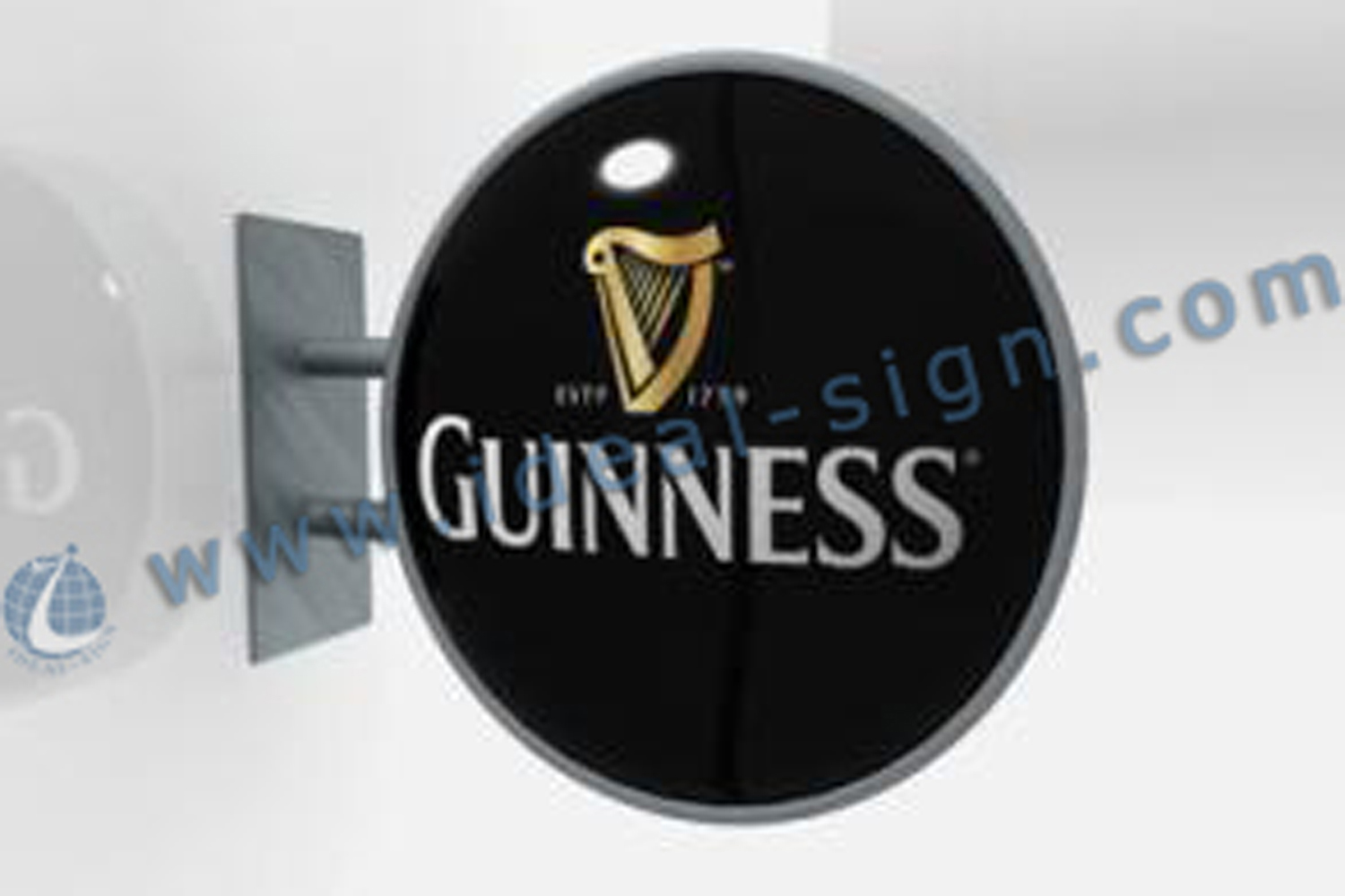 Round Guniness Vacuum Formed Light Box Exterior Wall Mounted Sign